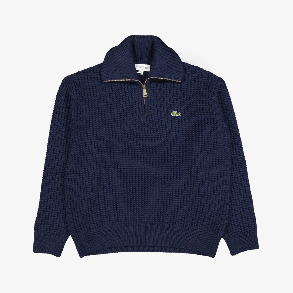Lacoste Zipper Heavy Wool Sweater Navy Blue