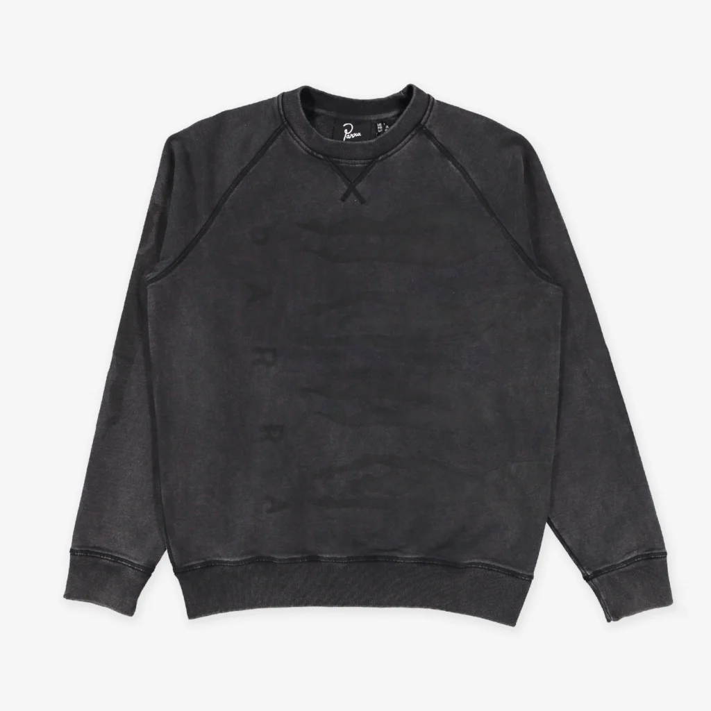 Parra Swimming With Pets Crew Neck Sweatshirt Asphalt Grey