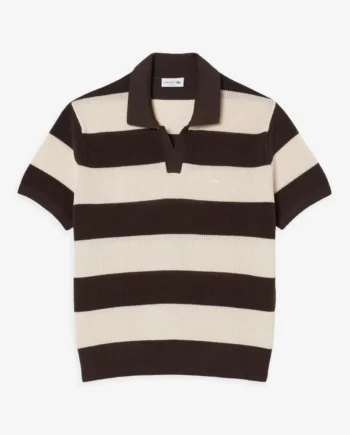 Lacoste Short Sleeved Striped Polo Collar Sweater