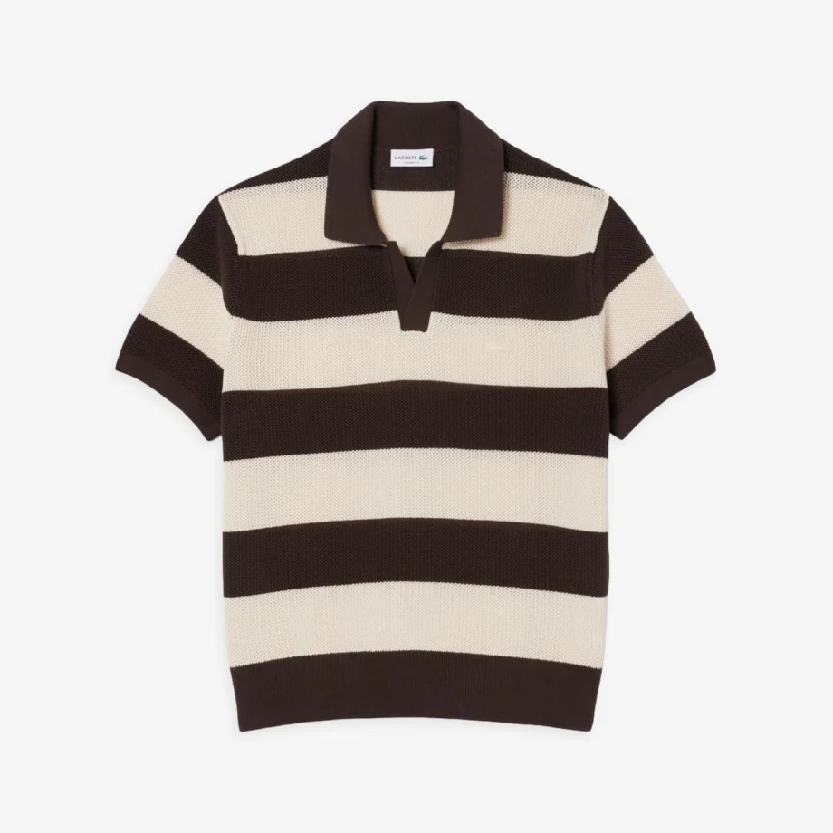 Lacoste Short Sleeved Striped Polo Collar Sweater