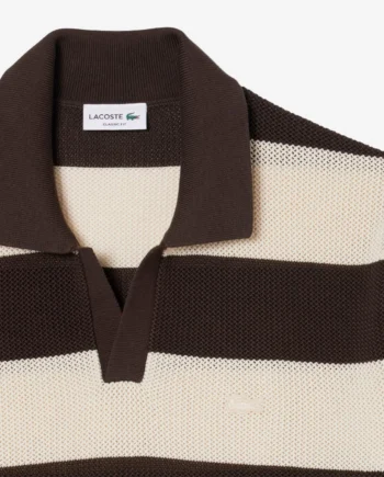 Lacoste Short Sleeved Striped Polo Collar Sweater