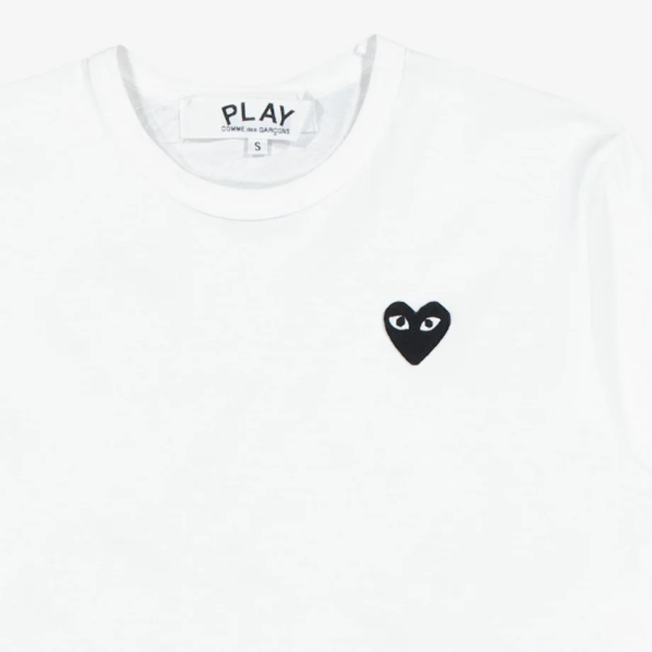 CdG Play Shirt L/A Black Emblem Black Heart 100%Cotton