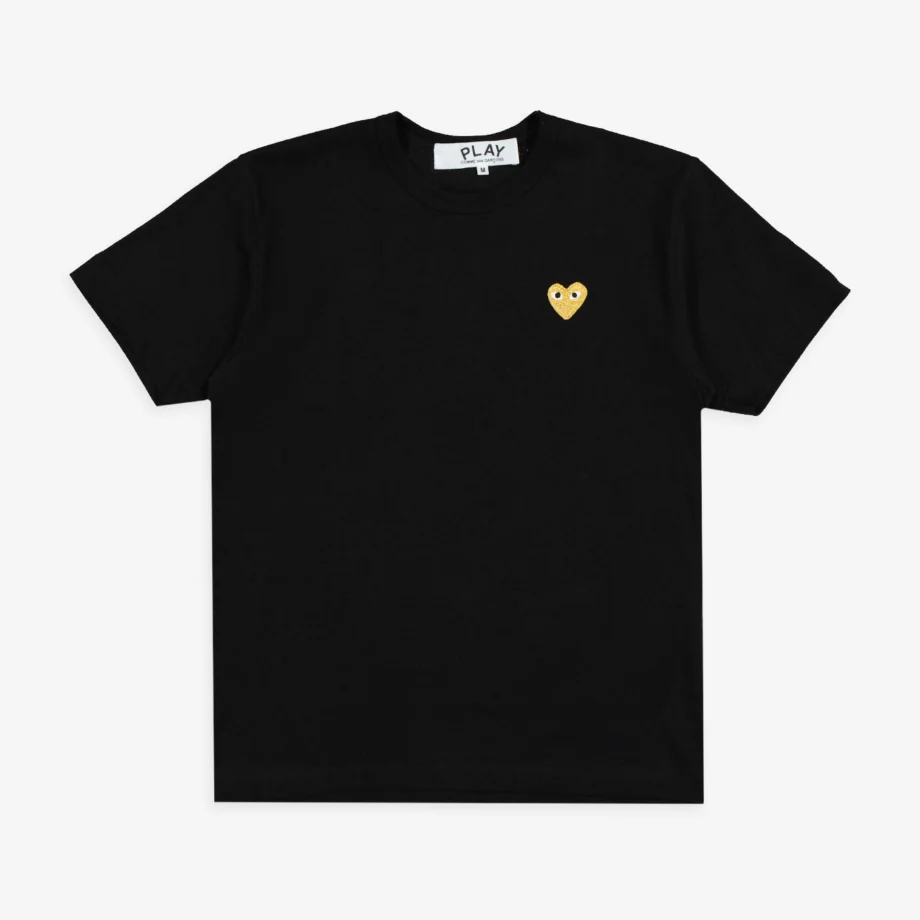 CdG Play T-Shirt Gold Emblem Gold Heart