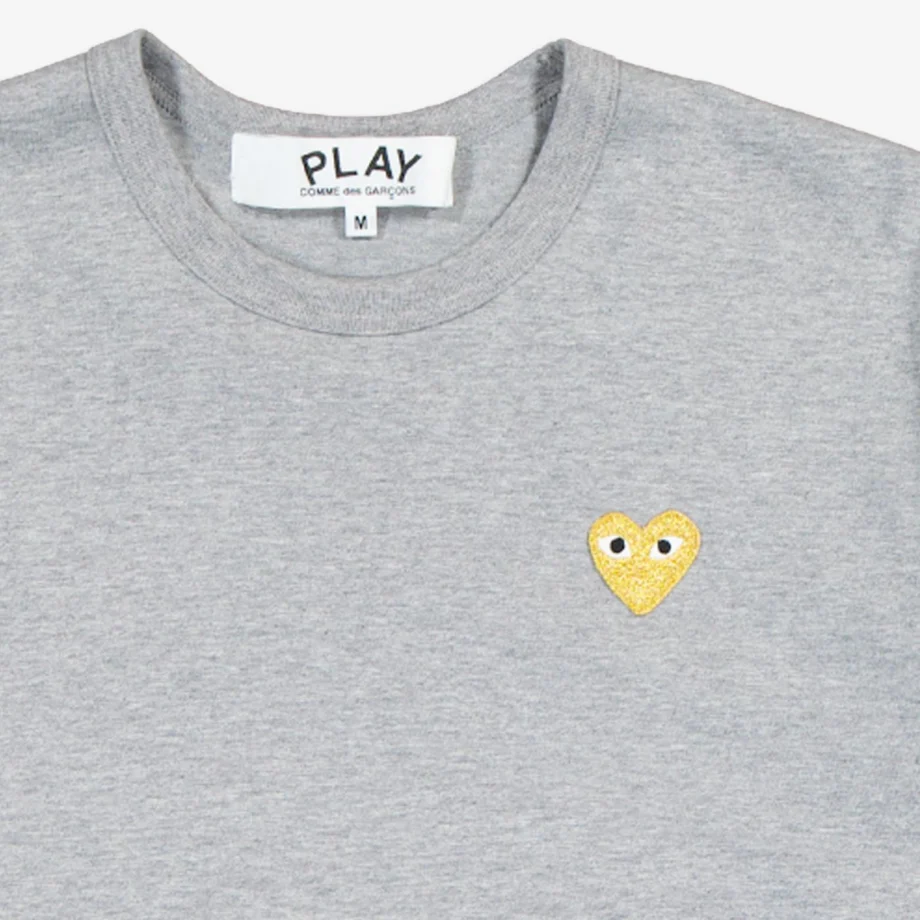 CdG Play T-Shirt Gold Emblem Gold Heart
