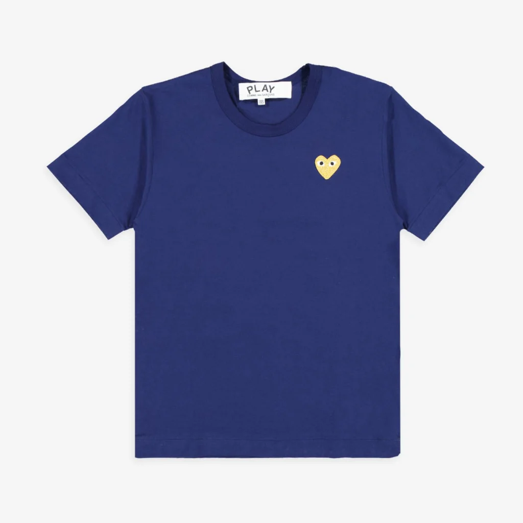 CdG Play T-Shirt Gold Emblem Gold Heart