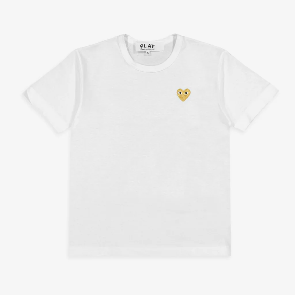 CdG Play T-Shirt Gold Emblem Gold Heart