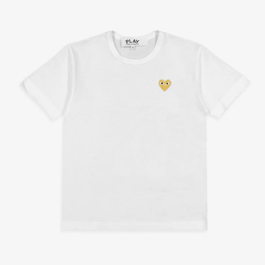 CdG Play T-Shirt Gold Emblem Gold Heart