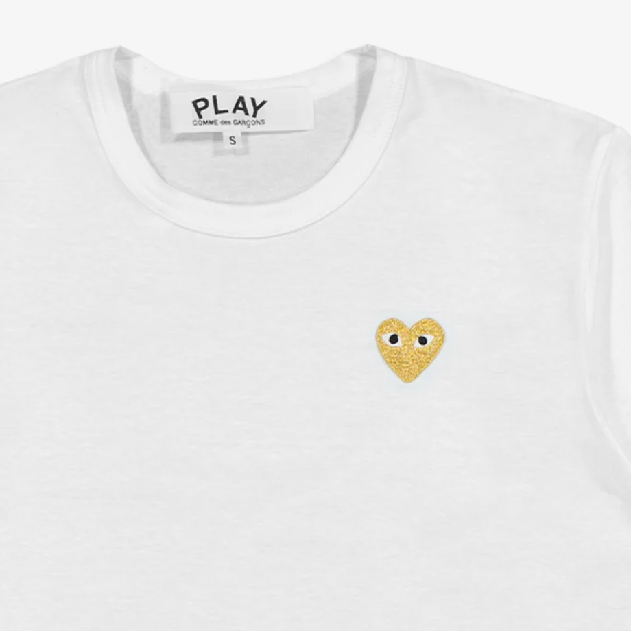 CdG Play T-Shirt Gold Emblem Gold Heart