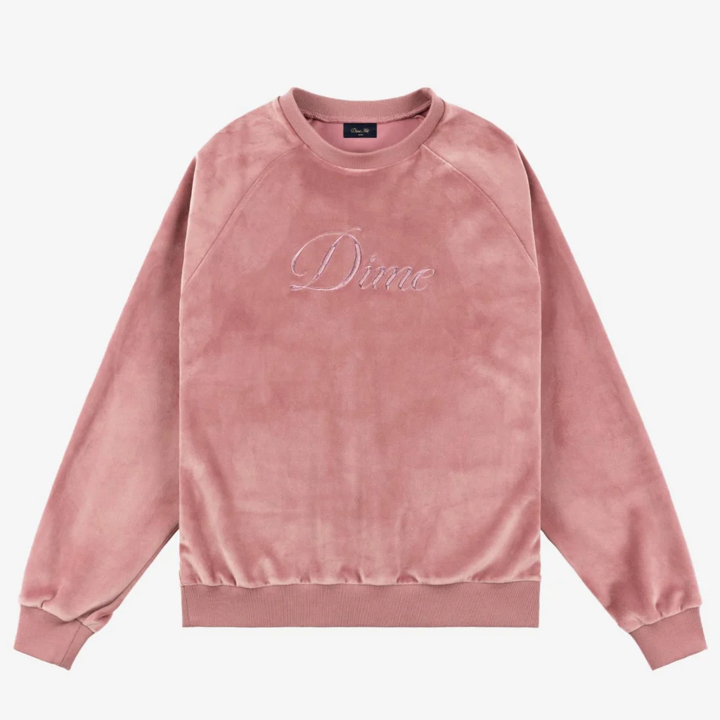 Dime Cursive Velvet Crewneck