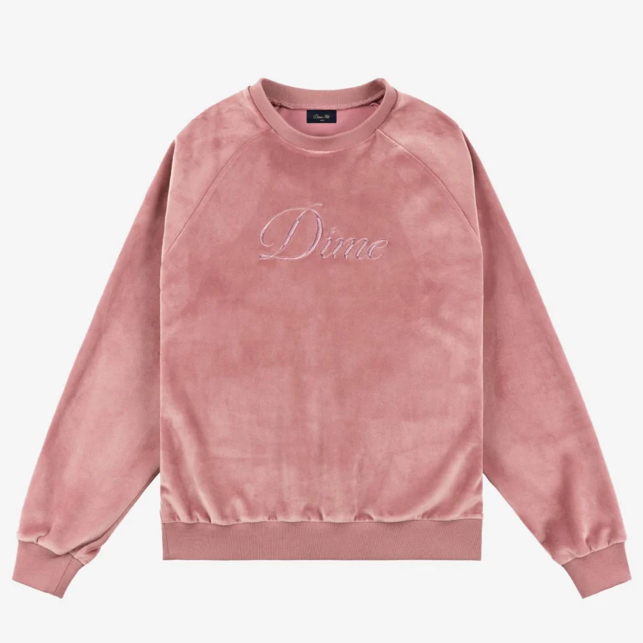Dime Cursive Velvet Crewneck