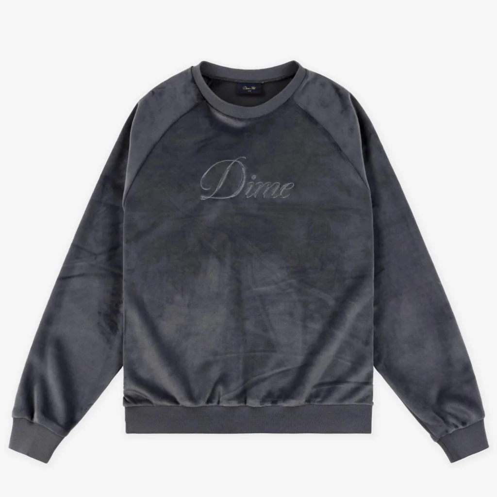 Dime Cursive Velvet Crewneck
