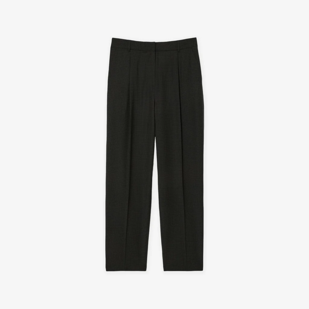 Wmns Wide Fit Darted Plaid Pants