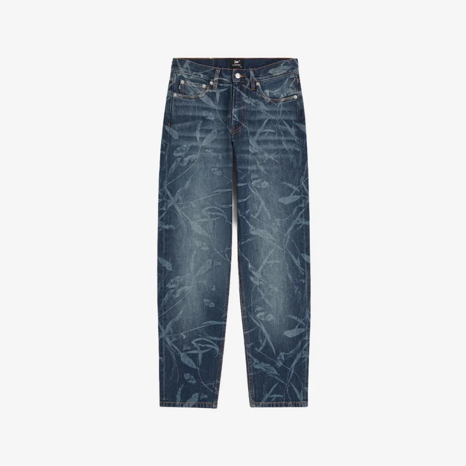 Patta Leaves Laser Printed Denim Jeans
