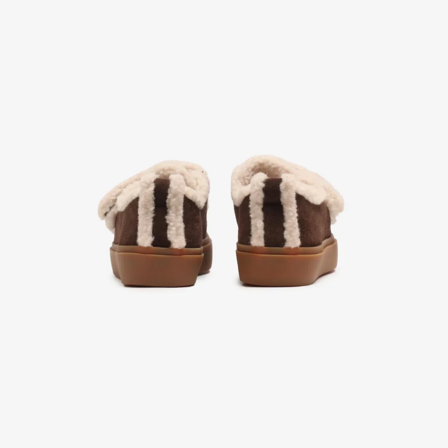 Inuikii Sneaker Shearling Low Velcro, Dark Brown