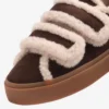 Inuikii Sneaker Shearling Low Velcro, Dark Brown