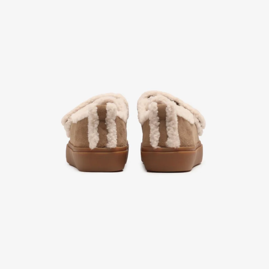 Inuikii Sneaker Shearling Low Velcro, Light Beige