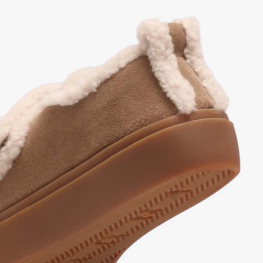 Inuikii Sneaker Shearling Low Velcro, Light Beige